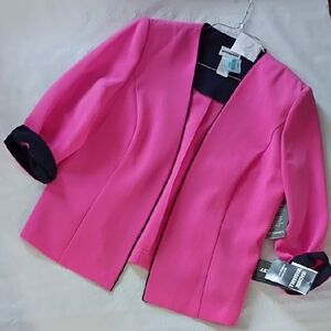 Perceptions Pink Blazer with Black Trim PTP 22" Length 27" Long